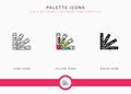 Palette icons set vector illustration with solid icon line style. Color brush art concept. Royalty Free Stock Photo