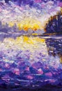 Palette knife fragment painting Abstract texture backgroud Blue violet purple art illustration artwork. Close-up fragment Oil pain