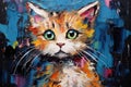 palette knife textured painting cat adorable kitty cute animal beautiful cat