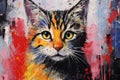 palette knife textured painting cat adorable kitty cute animal beautiful cat