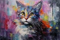 palette knife textured painting cat adorable kitty cute animal beautiful cat