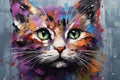 palette knife textured painting cat adorable kitty cute animal beautiful cat