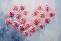 palette knife textured painting roses with heart Royalty Free Stock Photo