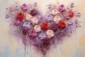 palette knife textured painting roses with heart Royalty Free Stock Photo