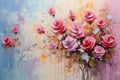 palette knife textured painting roses with heart