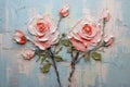 palette knife textured painting roses with heart