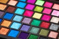 Palette of multi-colored eyeshadow closeup, makeup cosmetics Royalty Free Stock Photo