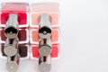 A palette of nail polish bottles on a white background Royalty Free Stock Photo