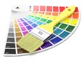 Palette of paint samples and paintbrush Royalty Free Stock Photo