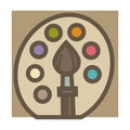 Palette and paintbrush, artist equipment, painting tools, isolated icon Royalty Free Stock Photo