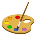 Palette and Paintbrush Flat Icon on White