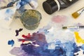 Palette with Painting Material Royalty Free Stock Photo