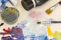 Palette with Painting Material Royalty Free Stock Photo