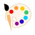 Palette with paints and brushe, vector icon Royalty Free Stock Photo