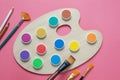 Palette, paints and paintbrushes Royalty Free Stock Photo