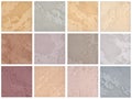 A palette of textures of colored travertine is a decorative covering for walls Royalty Free Stock Photo