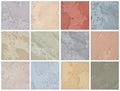 A palette of textures of colored travertine is a decorative covering for walls Royalty Free Stock Photo
