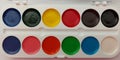 Palette of watercolor paints on a white background. different colors, creative art Royalty Free Stock Photo