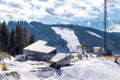Winter holidays at the ski resort Bukovel in the Carpathian mountains, Ukraine Royalty Free Stock Photo