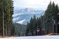 Winter holidays at the ski resort Bukovel in the Carpathian mountains, Ukraine Royalty Free Stock Photo