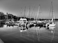 Palic, Serbia, September 11 2021 Boats and yachts on the shores of Lake Palic. Rest on the water. Sports water transport Royalty Free Stock Photo