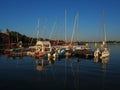 Palic, Serbia, September 11 2021 Boats and yachts on the shores of Lake Palic. Rest on the water. Sports water transport Royalty Free Stock Photo