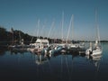 Palic, Serbia, September 11 2021 Boats and yachts on the shores of Lake Palic. Rest on the water. Sports water transport Royalty Free Stock Photo