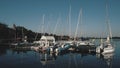 Palic, Serbia, September 11 2021 Boats and yachts on the shores of Lake Palic. Rest on the water. Sports water transport Royalty Free Stock Photo