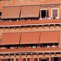 Palio di Siena, Tuscany, Italy. Colourful historical bareback horse race. Held in the beautiful, historical Piazza del Campo. Exci Royalty Free Stock Photo