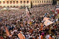 Palio di Siena Victory Celebration on the Piazza del Campo with Drappellone