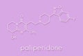 Paliperidone 9-hydroxyrisperidone antipsychotic drug molecule. Skeletal formula.