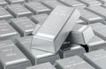 Palladium bars, stacked bullion ingots. 3D rendering Royalty Free Stock Photo