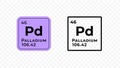 Palladium, chemical element of the periodic table vector