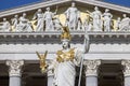 Pallas Athena Fountain in front of Austrian Parliament Building, Vienna, Austria Royalty Free Stock Photo