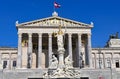 Pallas Athena statue in front of Austrian Parliament in Vienna Royalty Free Stock Photo