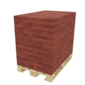 Pallet of aerated concrete blocks on white background