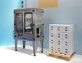 Pallet Box Labelling Machine Royalty Free Stock Photo