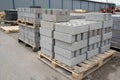 Pallet of concrete cinder blocks for construction Royalty Free Stock Photo