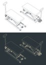 Pallet jack with a hydraulic mechanism isometric drawings Royalty Free Stock Photo