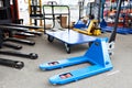 Pallet jacks in store Royalty Free Stock Photo