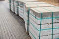 pallet with paving stones to make the road Royalty Free Stock Photo