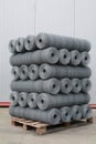 Pallet with rolls of metal wired mesh Royalty Free Stock Photo
