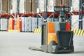 Pallet stacker truck at warehouse