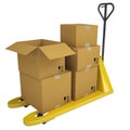 Pallet Truck with boxes Royalty Free Stock Photo