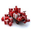 Pallet truck loaded with gifts