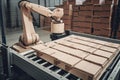 palletizing robot placing boxes on a conveyor belt