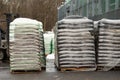 pallets with fertilizer