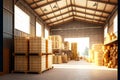 Pallets with goods for wholesale and retail sale in stores from warehouse