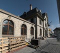 Pallets stack in the forecourt of Oerlikon station, Zurich