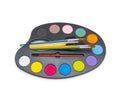 Pallette with brushes on a white background Royalty Free Stock Photo